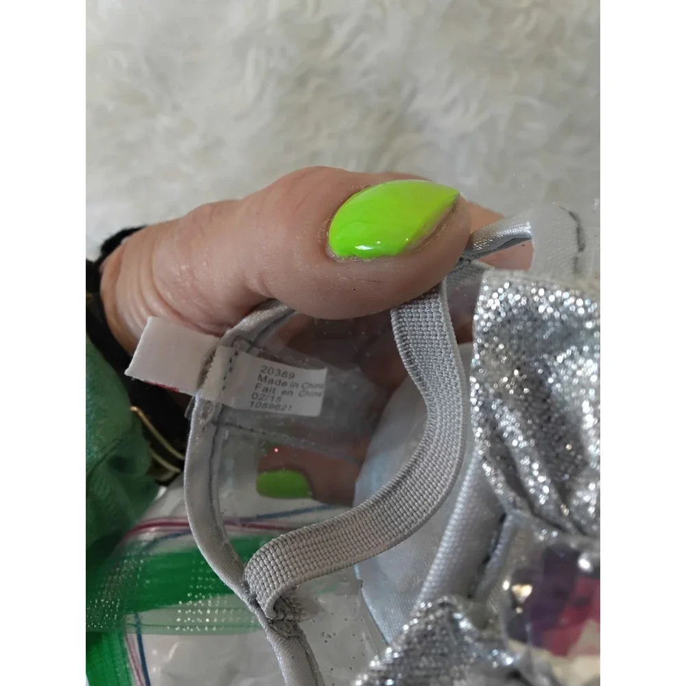 Build-A-Bear Workshop Silver Glitter Bow Heels Doll Shoes 20389 Plush Accessory